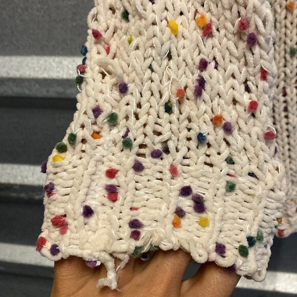 Mod Ref confetti‎ multicolored pom Pom loose knit crew neck sweater - Picture 6 of 7